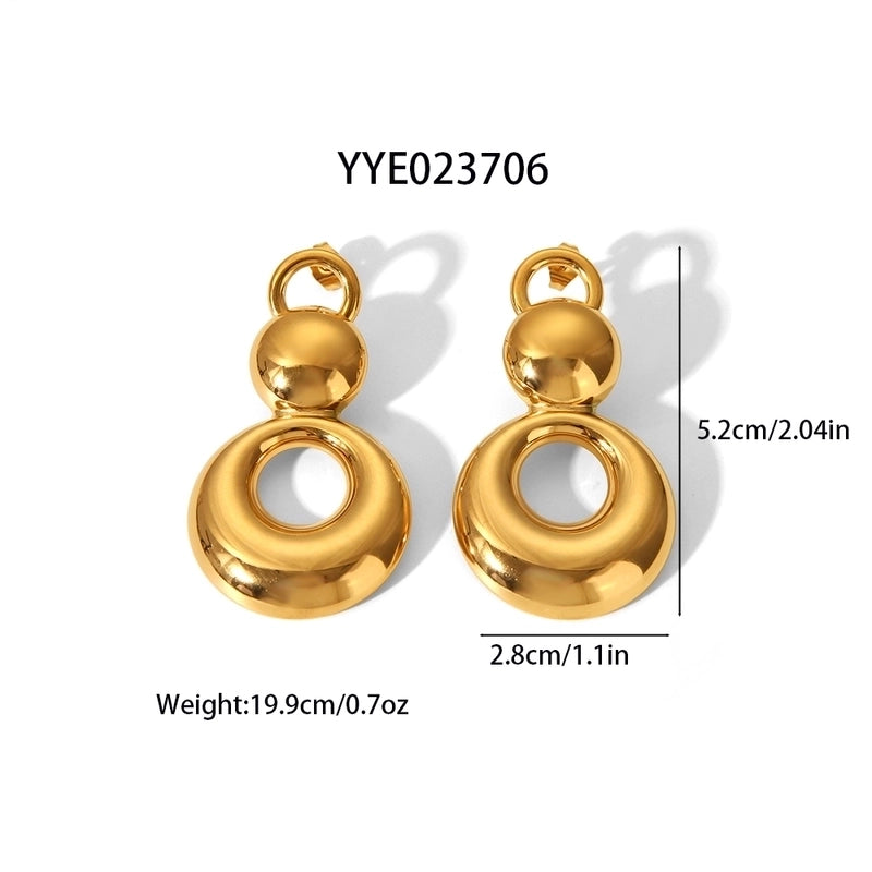 1 Pair Hip-Hop Exaggerated French Style Gourd 304 Stainless Steel 18K Gold Plated Drop Earrings