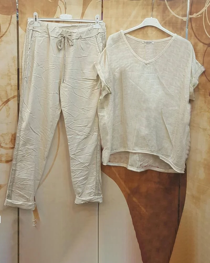 Two-Piece V-Neck Solid Color Short-Sleeved T-Shirt
