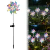 Solar Rainbow Pinwheel Garden Light Waterproof Colorful Spinning Windmill Light Easy To Install for Lawn Patio Walkway Flower Bed Decor