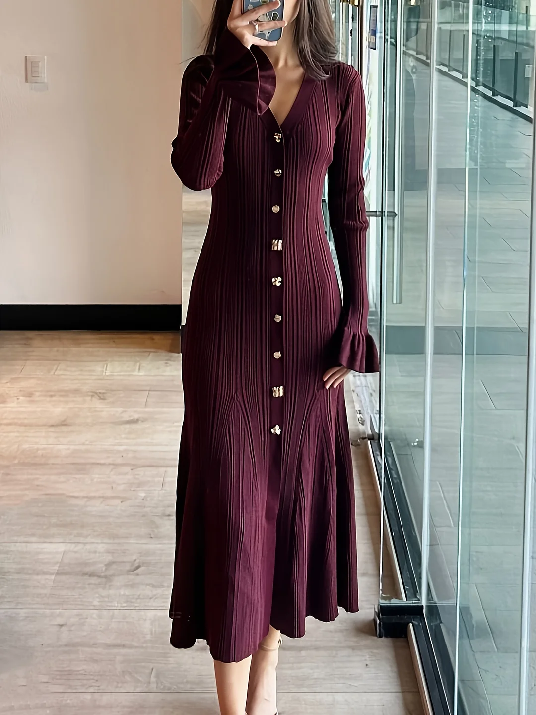 Nigikala Nigikala And Winter New French Elegant Jacket Dress Slim Skinny Knitting Woman