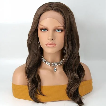 WEQUEEN Curly Dark Chocolate Brown Long Synthetic Lace Front Wigs