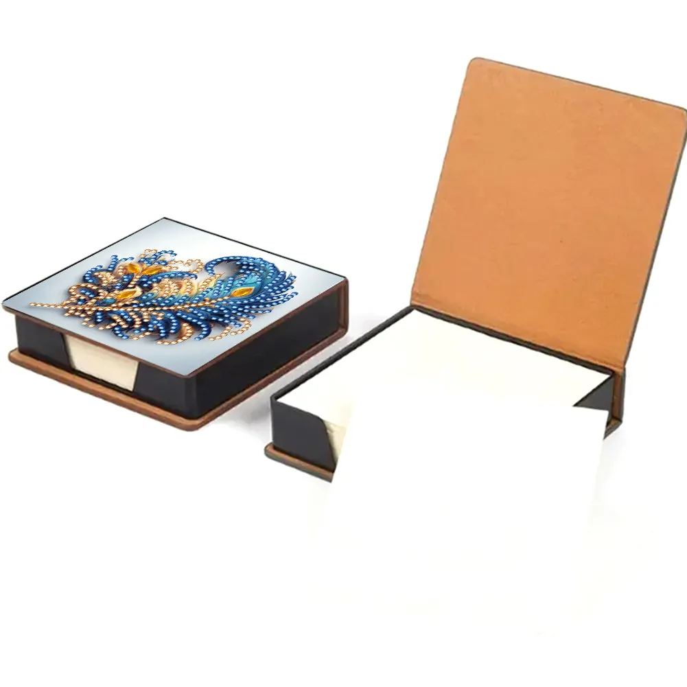 Feathers PU Diamond Painting Notecard Box 5D DIY Diamond Art Note Box