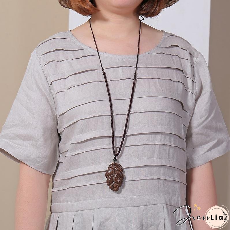 Women Summer Casual Solid Pullover Loose Short Sleeve Maxi Dress