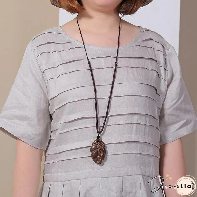 Women Summer Casual Solid Pullover Loose Short Sleeve Maxi Dress