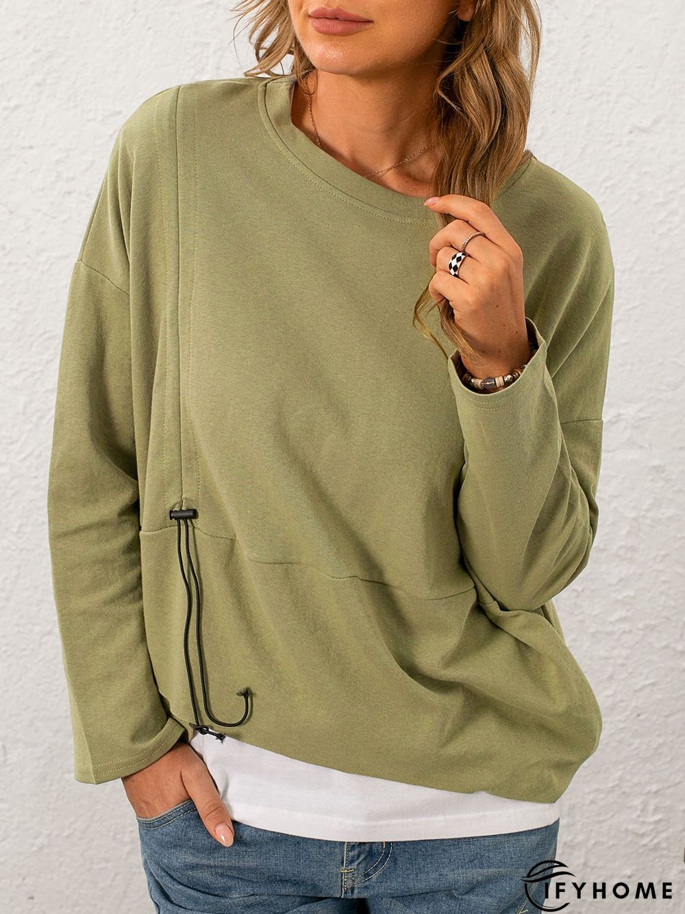 Casual Solid Crew Neck Sweatshirt | IFYHOME