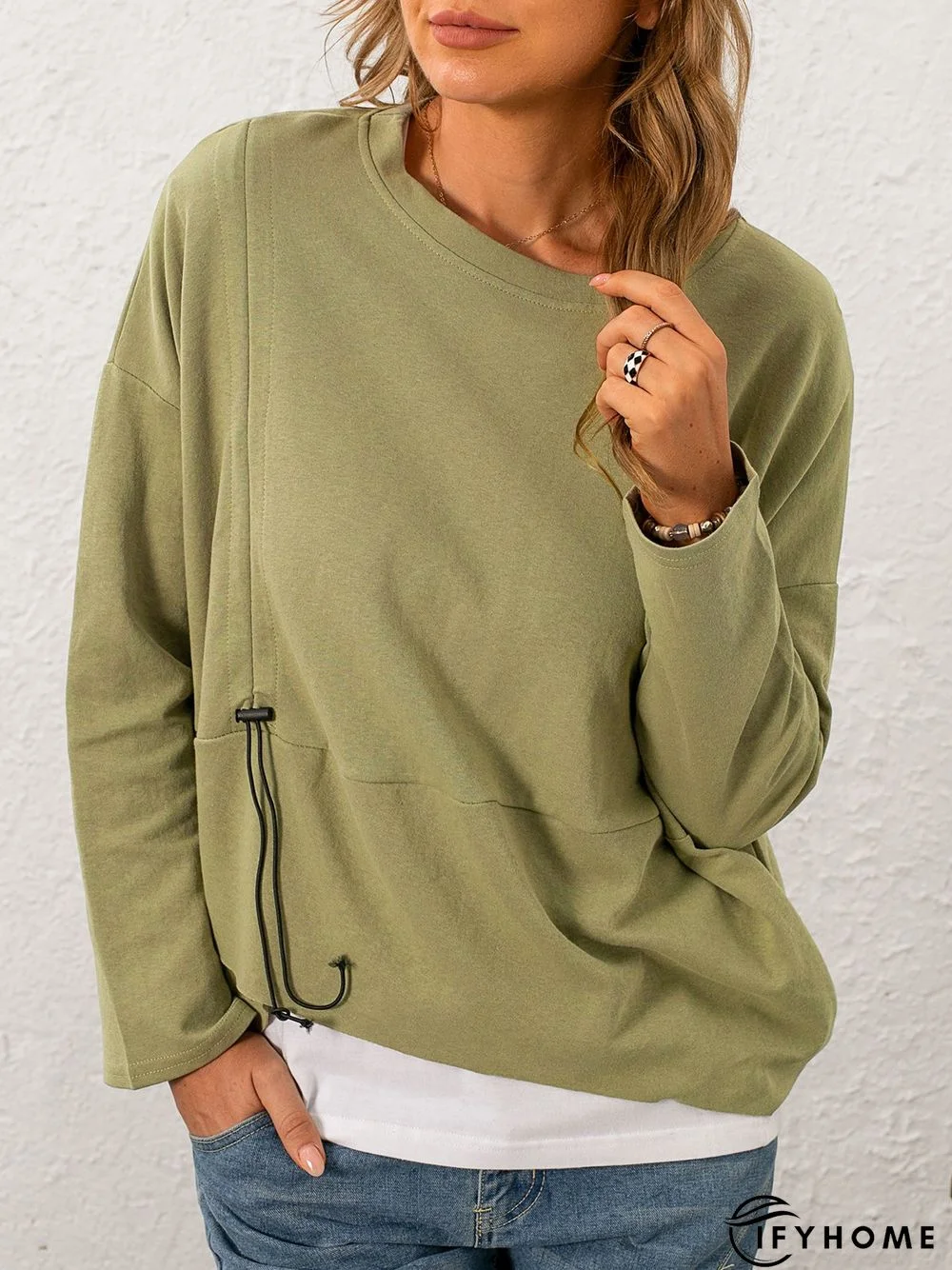 Casual Solid Crew Neck Sweatshirt | IFYHOME