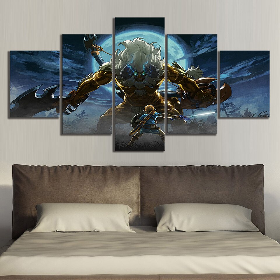 5 Panel Canvas Arts Anime Wall Home Decor Painting Zelda Breath Posters Cartoon Picture Prints Living Room Modern Modular Mural