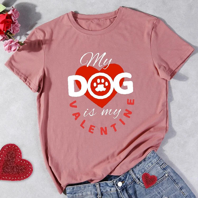 Dogs Valentines Day Round Neck T-shirt