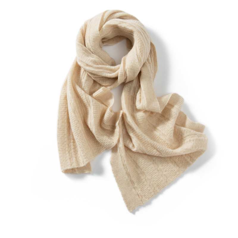 100% Cashmere Knit Ribbed Scarf Warm Style REAL SILK LIFE