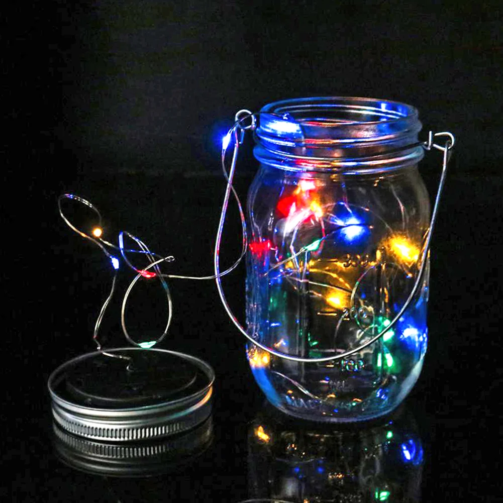 LED Solar Bottle Night Lamp Fairy String Light Mason Jar Lid Lamp (Colorful