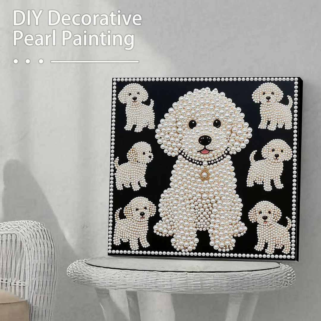 Puppy DIY Pearl Art Diamond Painting With Frame 30x30cm for Adults Home Decor