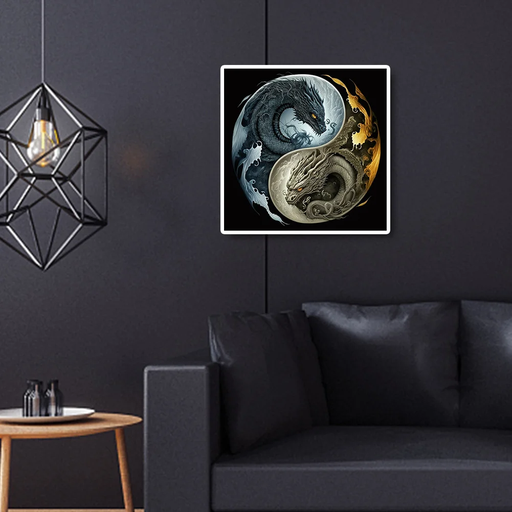 Diamond Painting - Full Round Drill - Yin Yang Dragon(30*30cm)