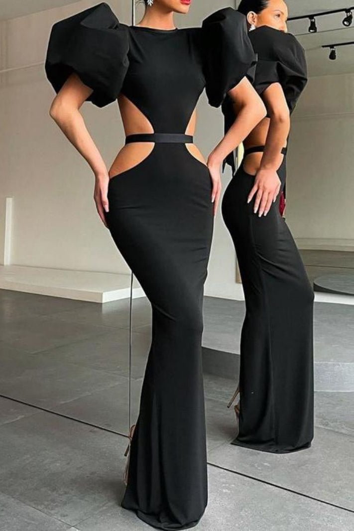 Sexy Black Cut Out Backless Evening Dress - BlackFridayBuys
