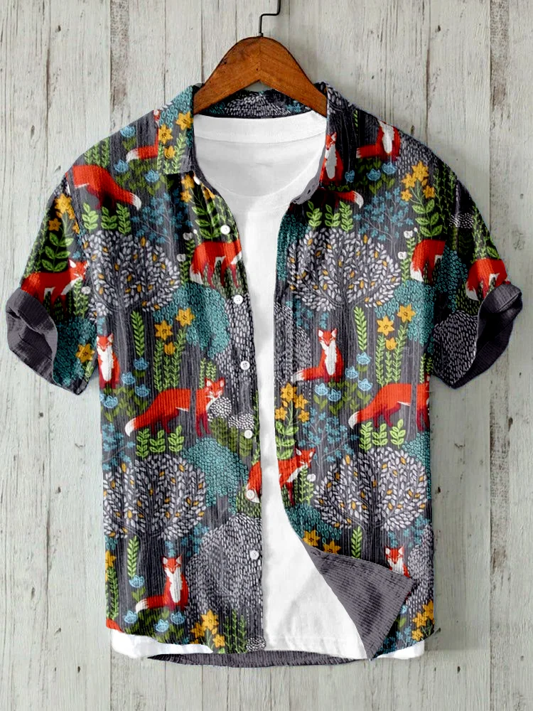 Fox in the Forest Vintage Linen Blend Cozy Shirt