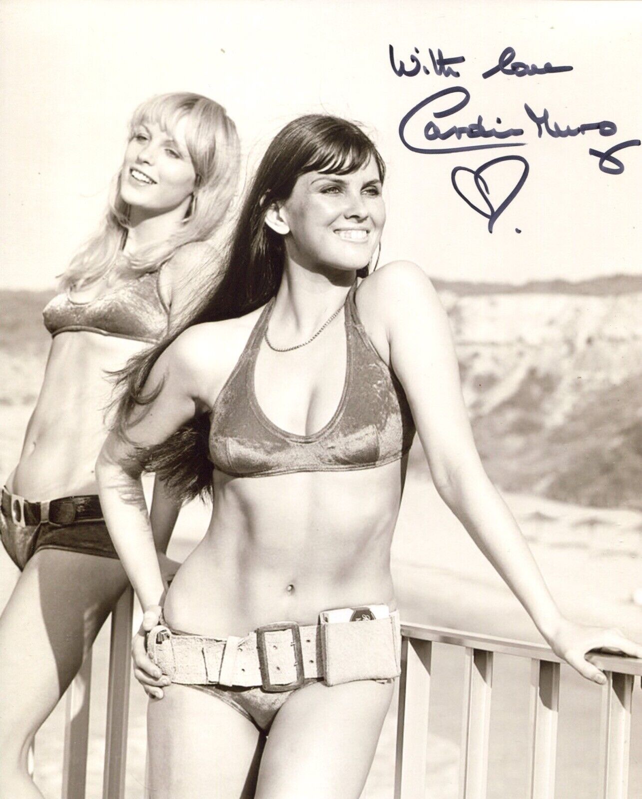 007 Bond girl Caroline Munro signed 8x10 sexy beachwear Photo Poster painting