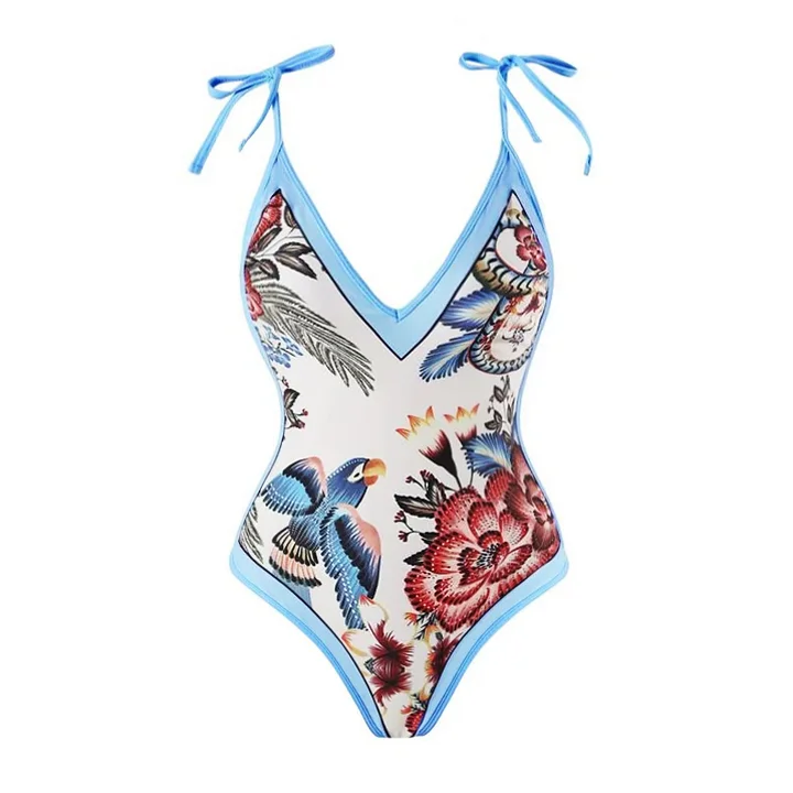  Tie-shoulder One Piece Swimsuit and Sarong Flaxmaker
