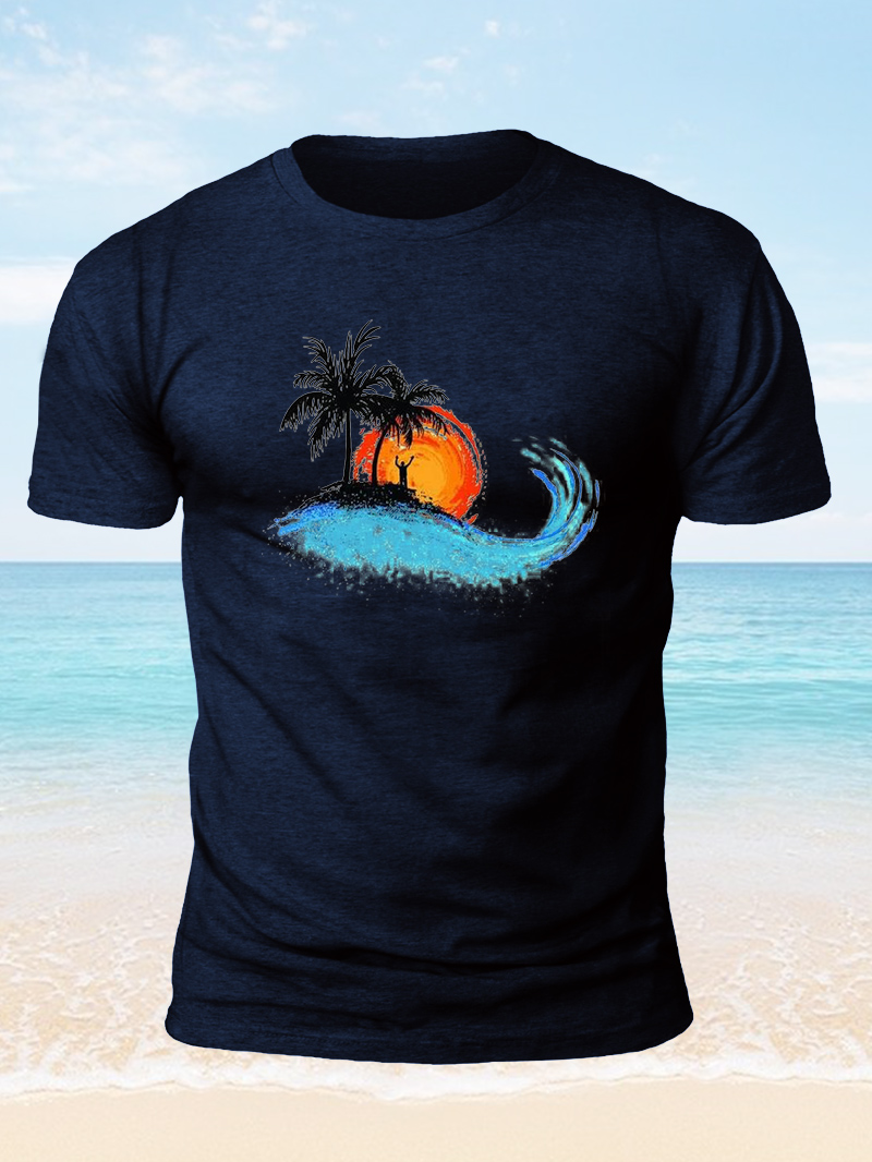 Painted Whale Sunset Print Short Sleeve Men's T-Shirt
