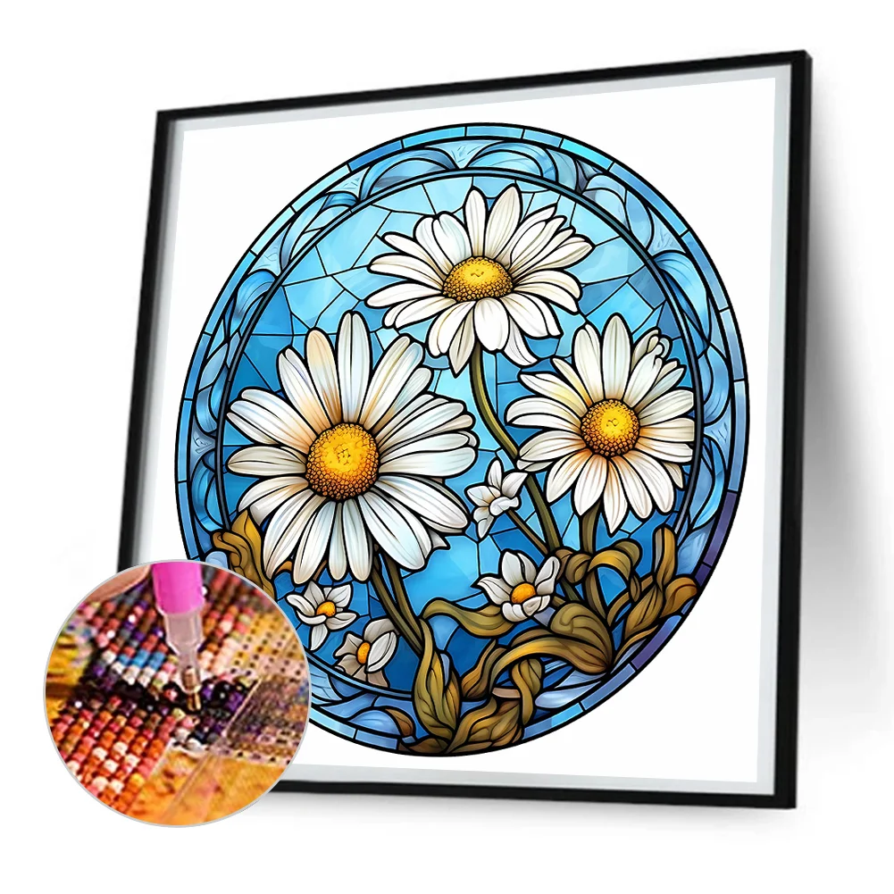 Diamond Painting - Full Round Drill - Stained Glass Flower(30*30cm)