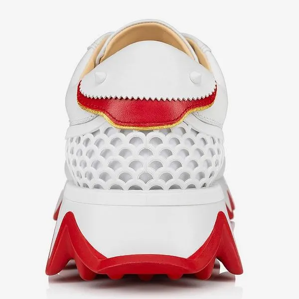 Gentleman's Red bottom Senakers White Polyester Round Toe Sport Prom Shoes-vocosishoes