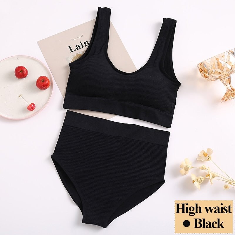 Women Bra Set Female Tube Tops Tank + Panties Vest U-Shaped Back Underwear Seamless Lingerie Female Bralette Backless Crop Tops