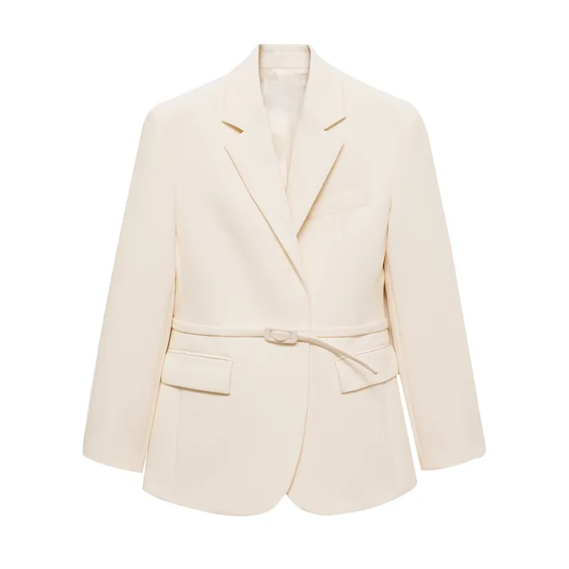 Sxswairlines Elegant Jacket Pant Sets Women Lapel Long Sleeve Belt Fake Pocket Solid Jackets Straight Wide Leg Pants 2025 Office Lady Outfit
