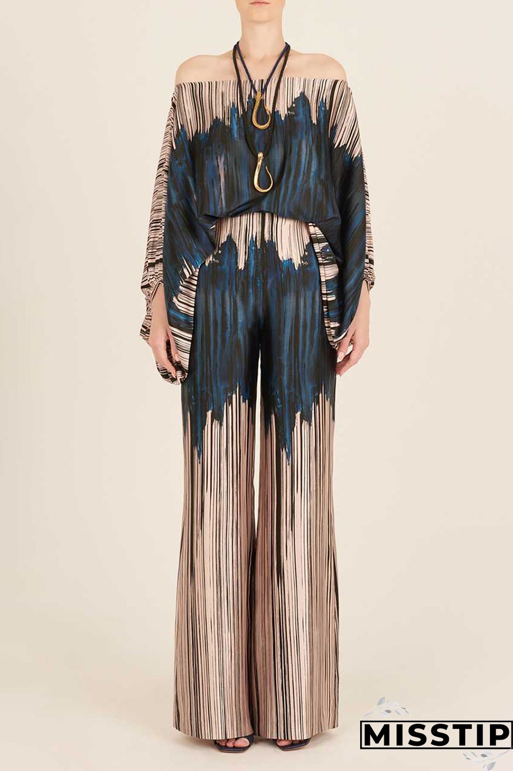 Yellow Casual Elegant Print Patchwork Off the Shoulder Long Sleeve Two Pieces