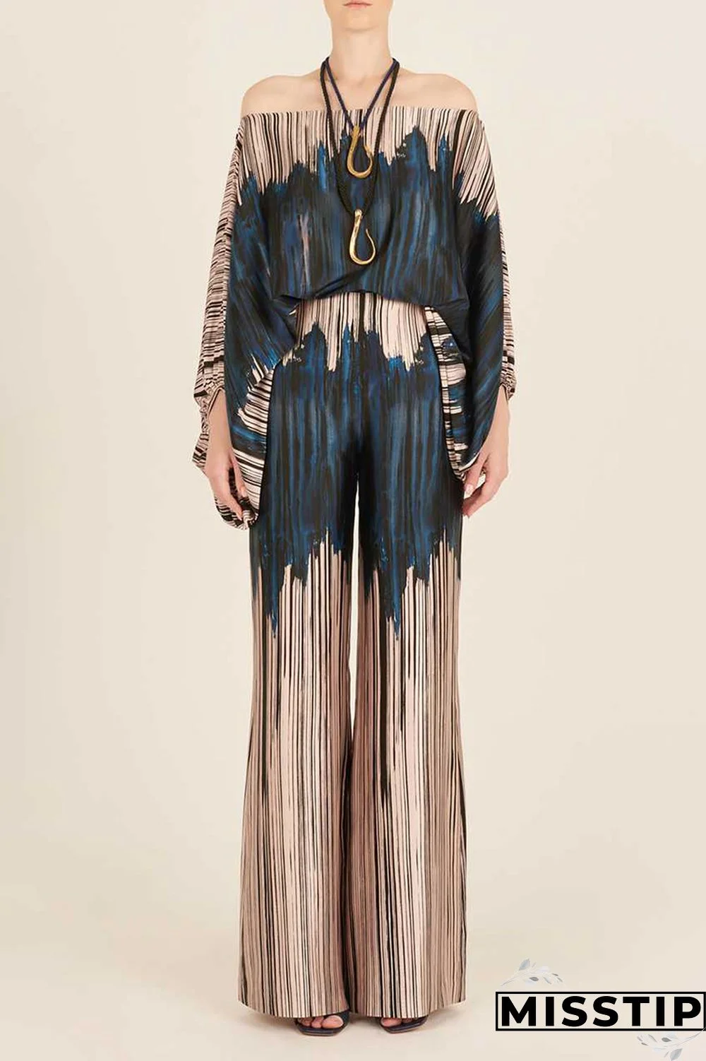 Yellow Casual Elegant Print Patchwork Off the Shoulder Long Sleeve Two Pieces