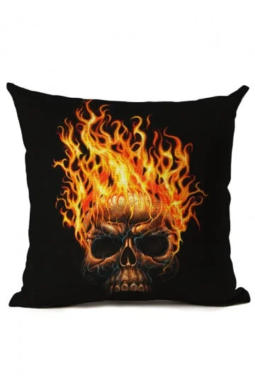 Horrible Skull Print Halloween Party Decor Throw Pillow Black-elleschic