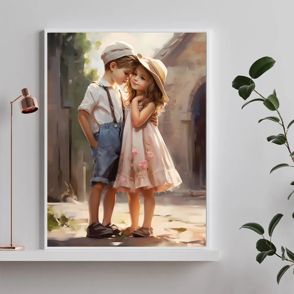 Diamond Painting - Full Round Drill - Kid Sweet Couple(Canvas|30*40cm)
