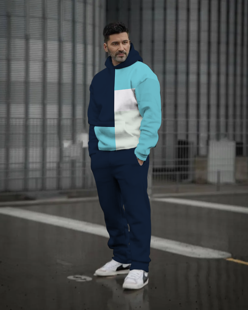 Men's stylish printed hoodie Set 112