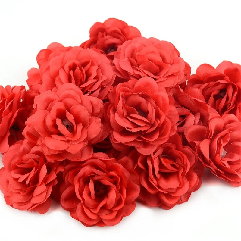 30pcs/lot 7cm Large Artificial Silk Rose Flower Heads For Home Wedding Decoration DIY Wreath Wall Accessories Craft Fake Flowers