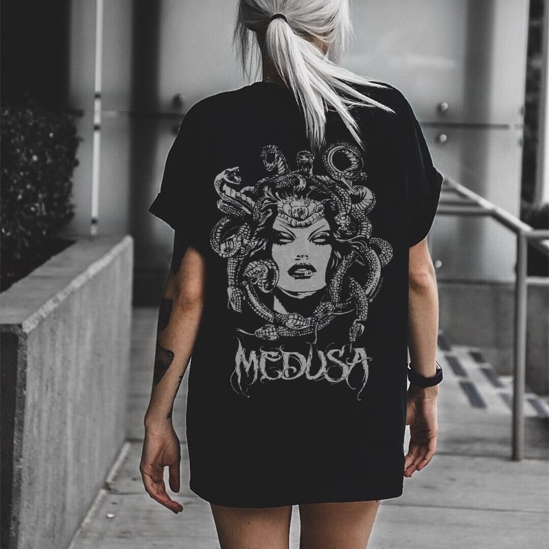 Medusa print ladies loose T-shirt designer - Krazyskull