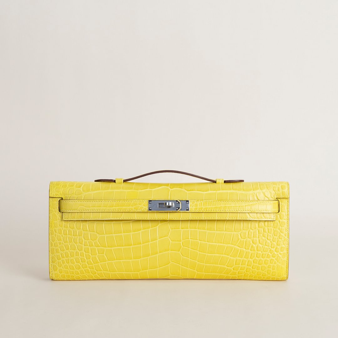 Kelly cut Matte Porosus Crocodile 9R Lime PHW