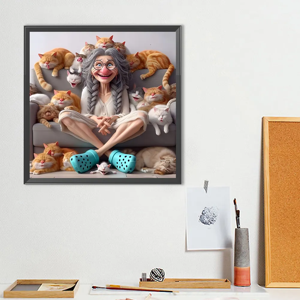 Diamond Painting - Full Round Drill - Cute Granny(Canvas|40*40cm)
