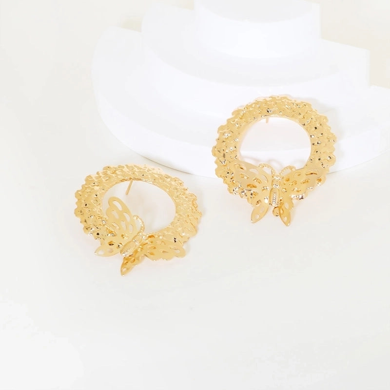 1 Pair Elegant Exaggerated Oversized Butterfly Iron Gold Plated Ear Studs