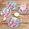 (US Local)[Upgrade]6pcs/set DIY Diamond Painting Waterproof Case Classic Butterfly Coaster Gift Decor Set