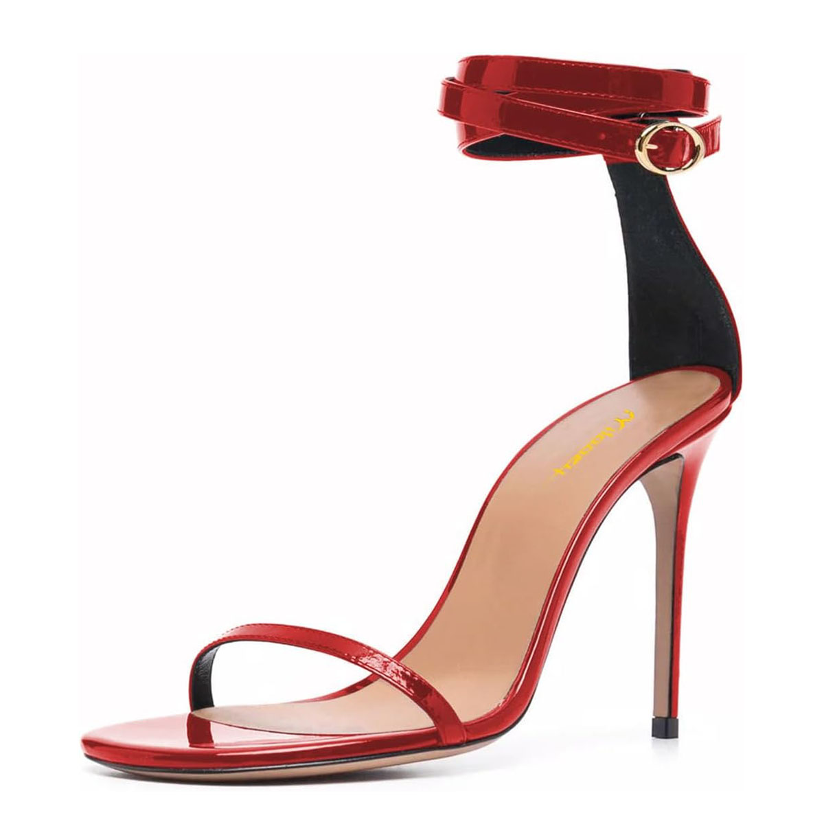 Red Patent Open Toe Stiletto Heel Buckle Ankle Strappy Women's Sandals Nicepairs