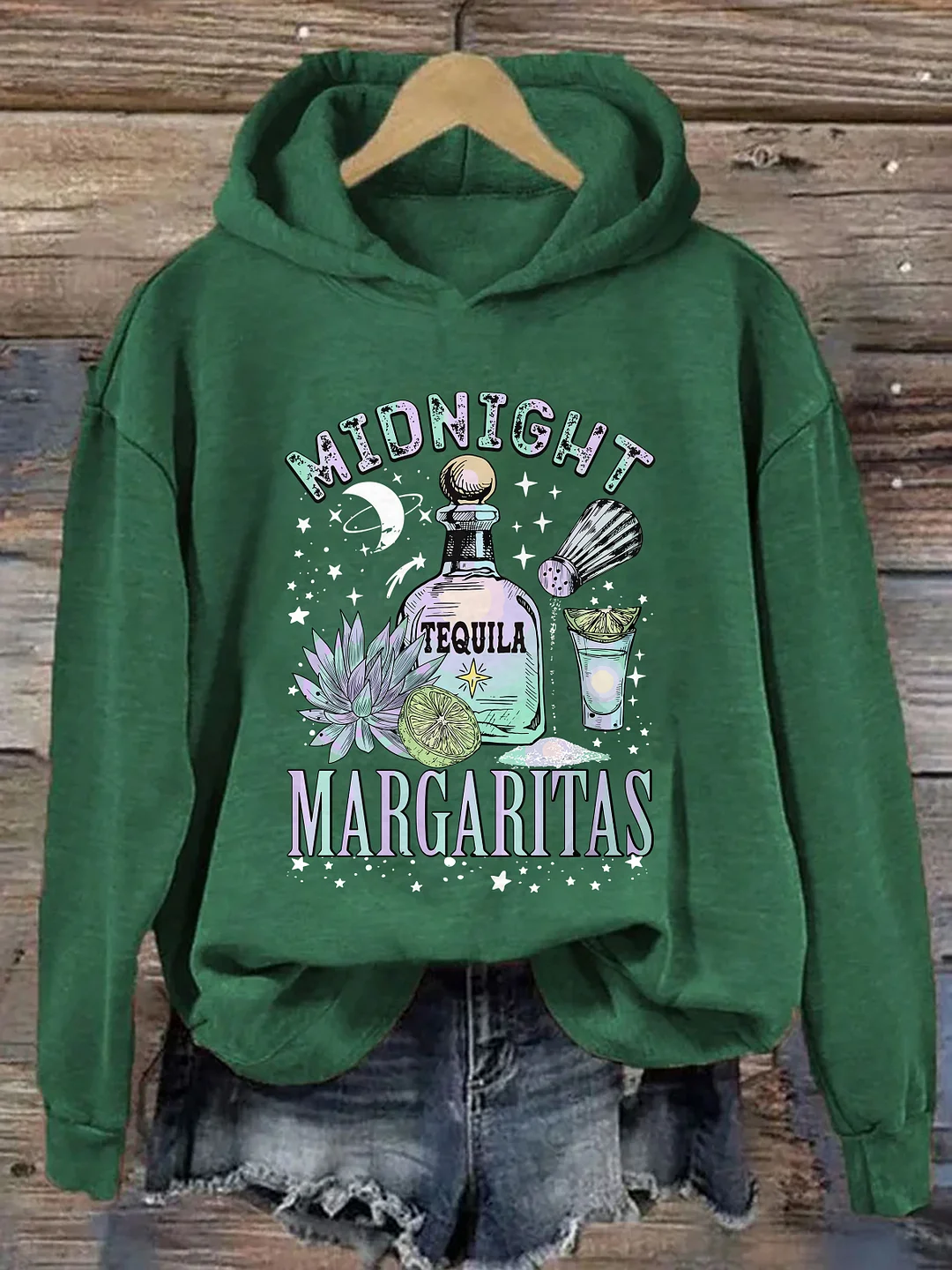 Midnight Margaritas Tequila Bottle Lime Succulent Hoodie