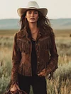 Women's Boho Fringe Leather Jacket by Inlyline