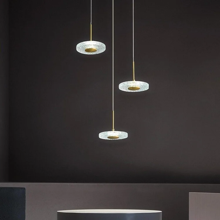 Circular Acrylic Copper LED Gold Nordic Pendant Lighting Hanging Ceiling Lights - Appledas