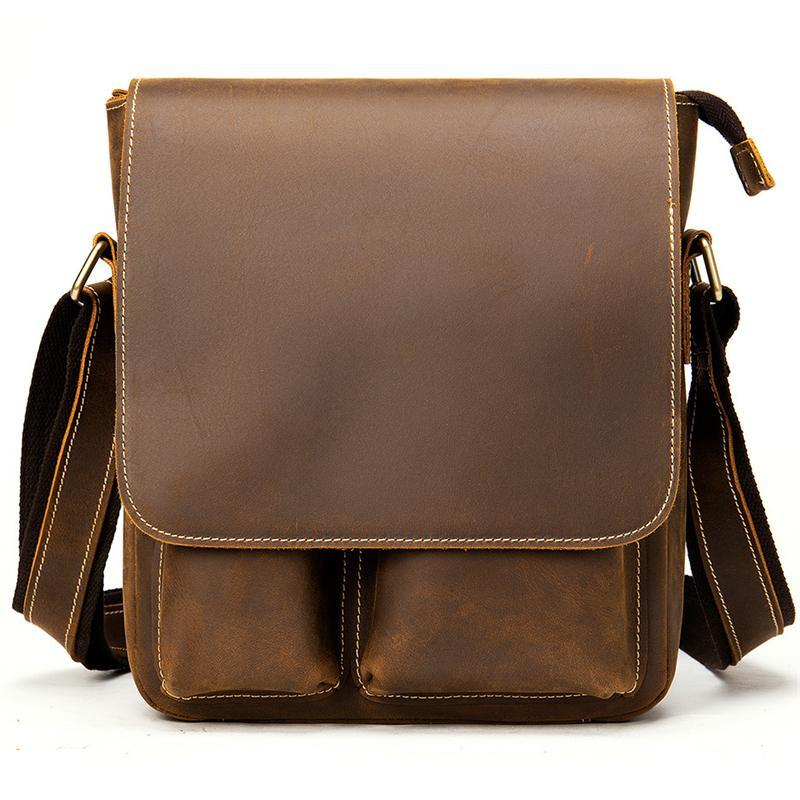 Casual Business Men's Leather Flap Type Shoulder Bag Fashion Crossbody Bag
