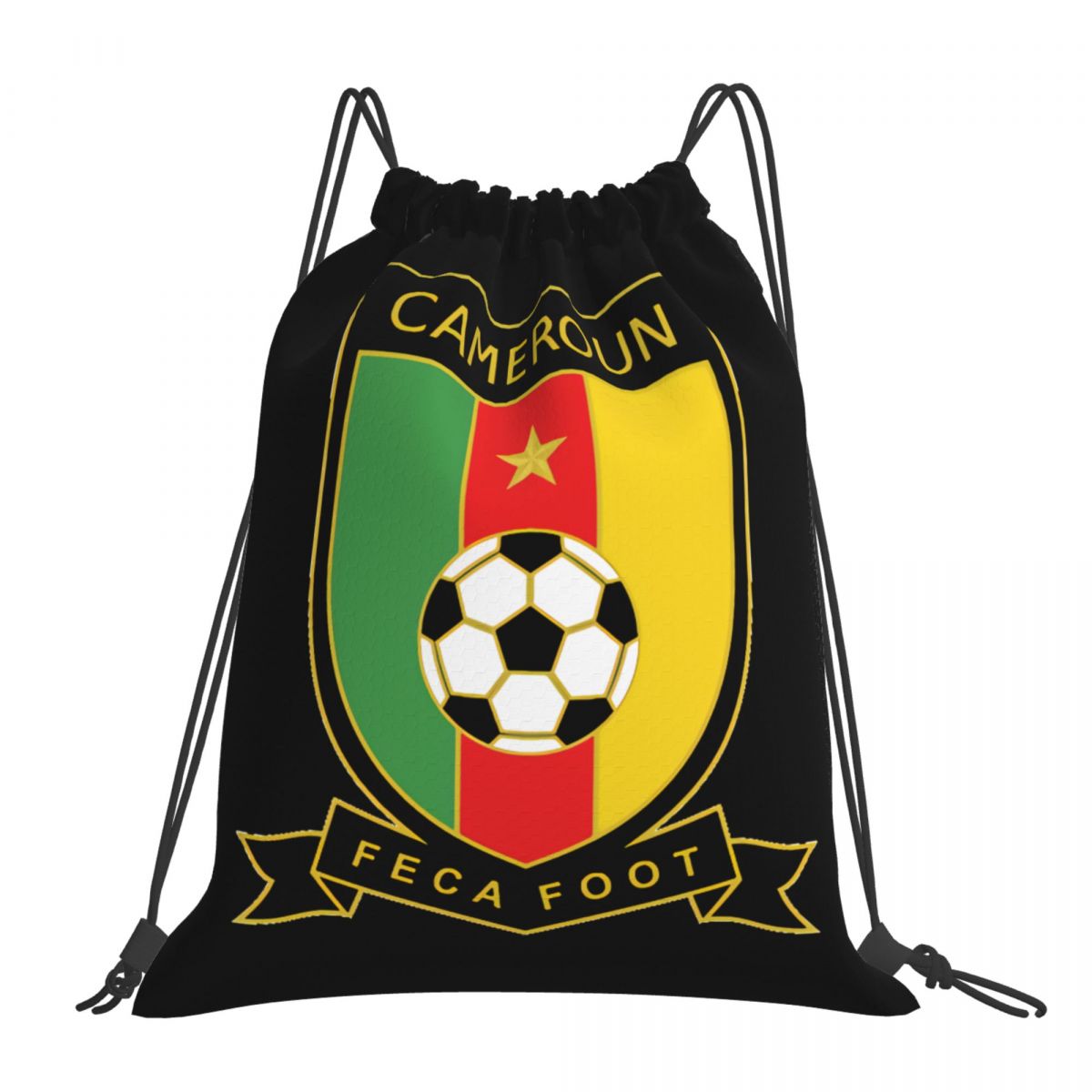 Cameroon National Football Team Waterproof Adjustable Lightweight Gym Drawstring Bag