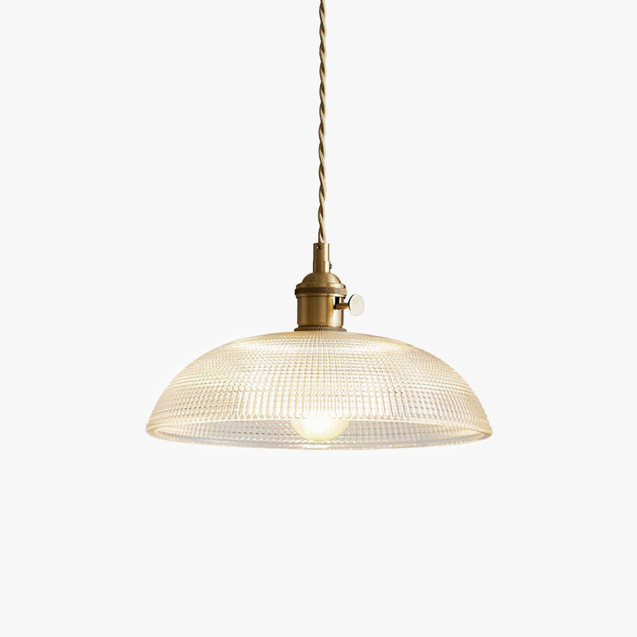 Vintage Copper Ribbed Glass Pendant Lamp G135