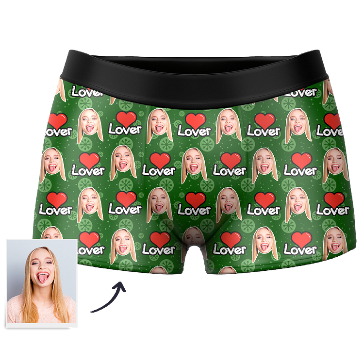 Custom Christmas Lover Face Boxer Shorts