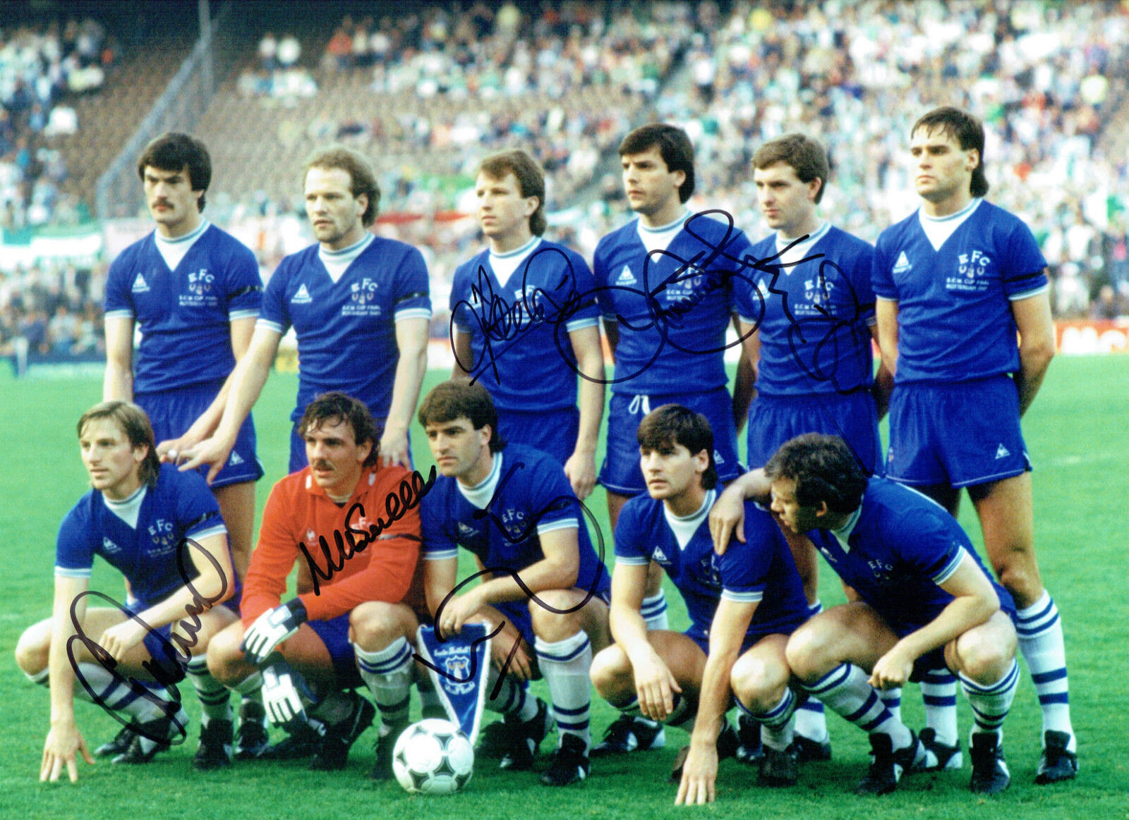 Everton 1985 European Cup Winning Squad Multi Signed Autograph Photo Poster painting AFTAL COA