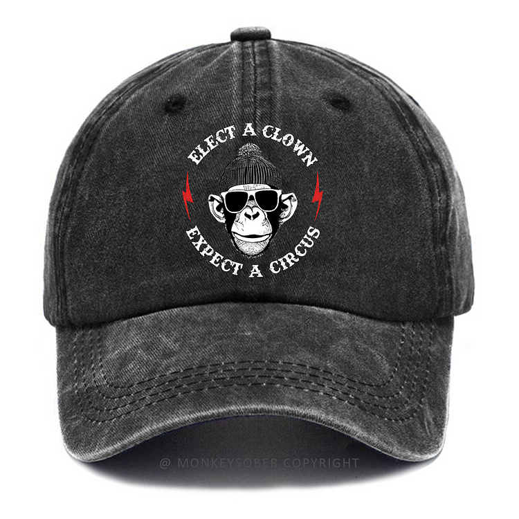 Elect A Clown, Expect A Circus Washed Baseball Caps