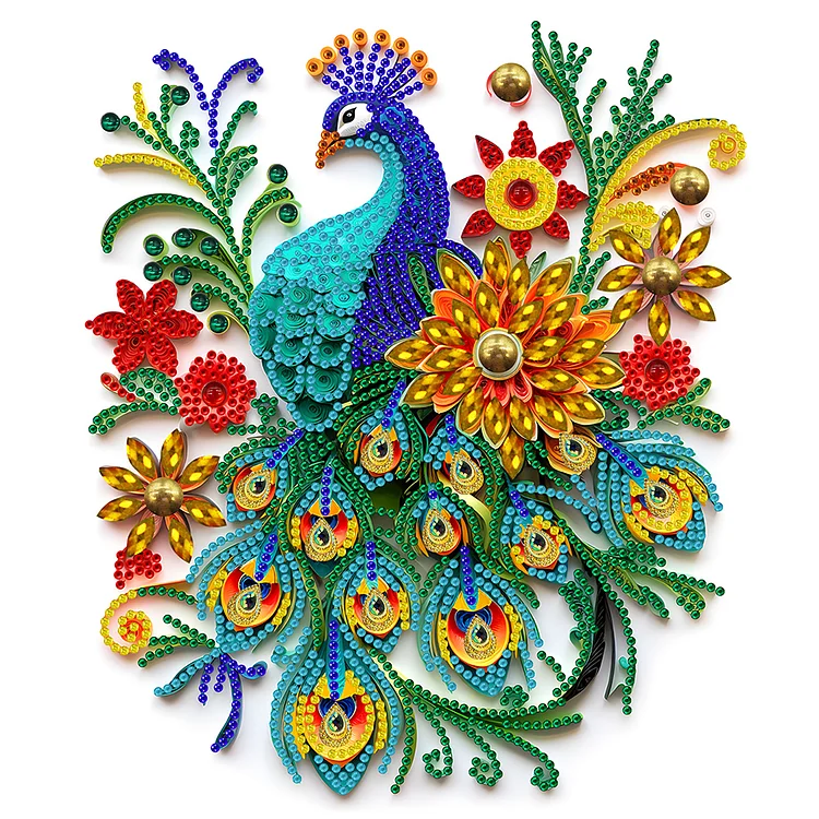 Peacock Paper Painting 30*30CM(Canvas) Special Shaped Drill Diamond Painting gbfke