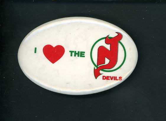 I Love the New Jersey Devils Hockey Photo Poster painting Button 1983