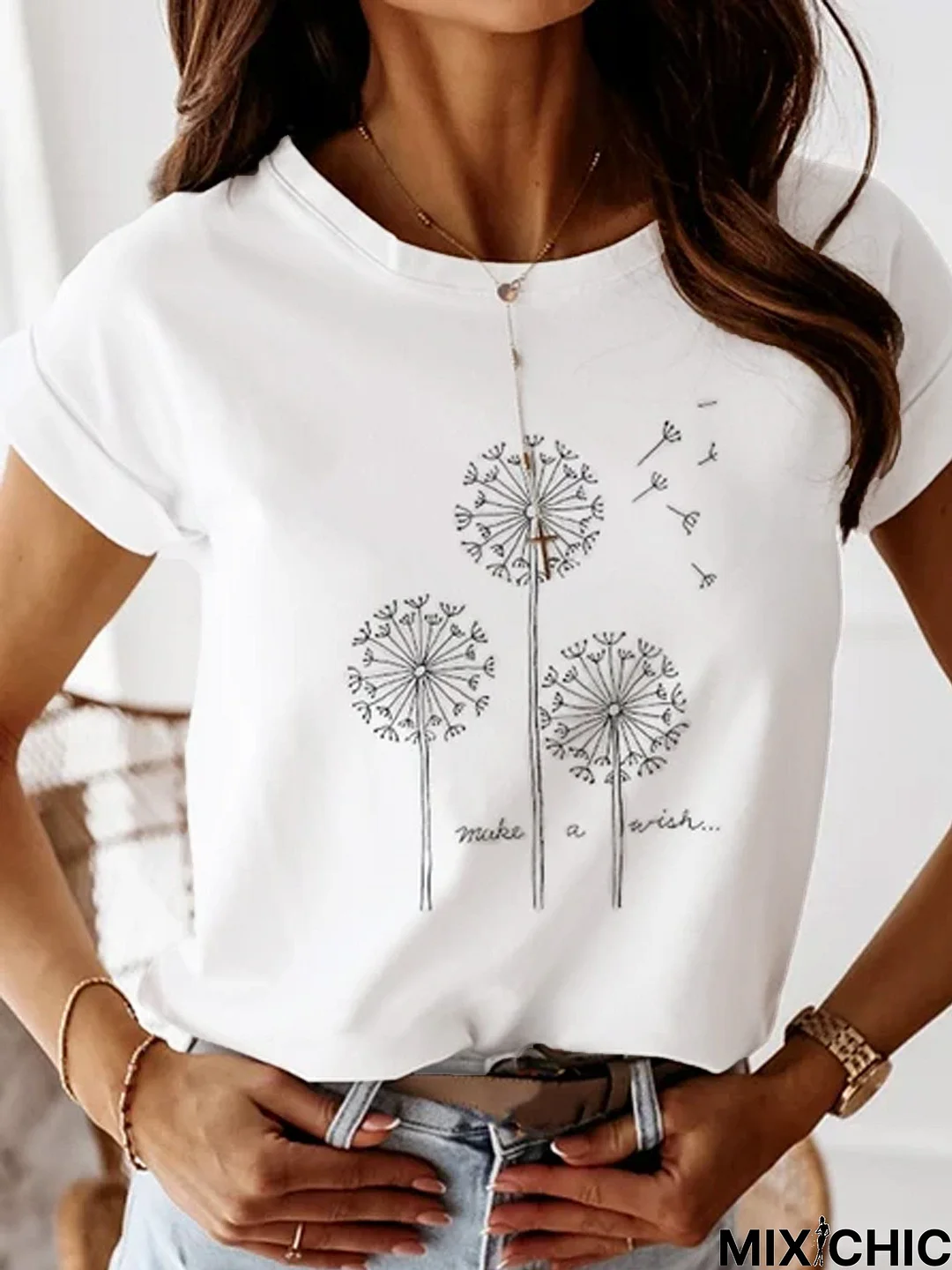 Floral Casual Loose Short Sleeve Top