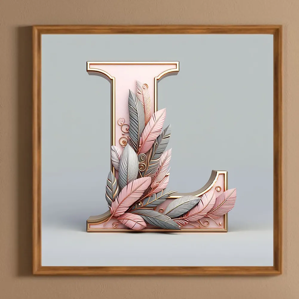 Full Round Diamond Painting 30*30cm - Twenty-Six Letters - L